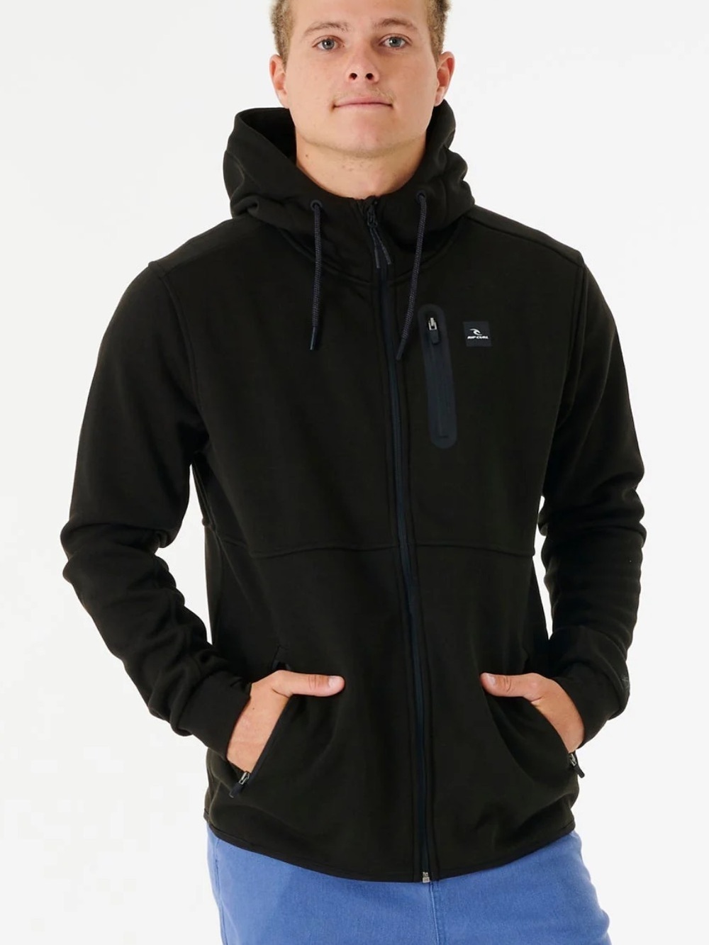 Rip Curl Black Departed Anti-Series Fleece Drawstring Hoodie Sweatshirt Size XL